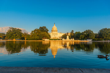 Obraz premium Blue sky over United States Capitol Building
