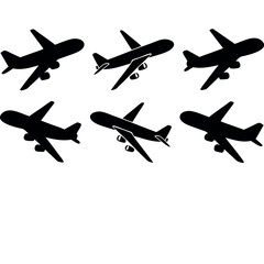 Plane icon set, plane silhouette vector,  Airplane icon vector, Flight transport symbol.