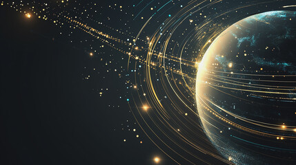 Abstract  background with Colorful circle lines. Digital future technology . Abstract business connection of lines from nodes innovation of communication in the network.