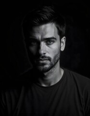 Obraz premium Portrait of a man: Black and white image.