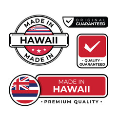 Obraz premium Badge bundle made in Hawaii label icon emblem isolated on white background