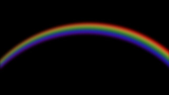 Visual effect of the appearance of a rainbow on a aplha channel. 4K colorful line with transparent black background