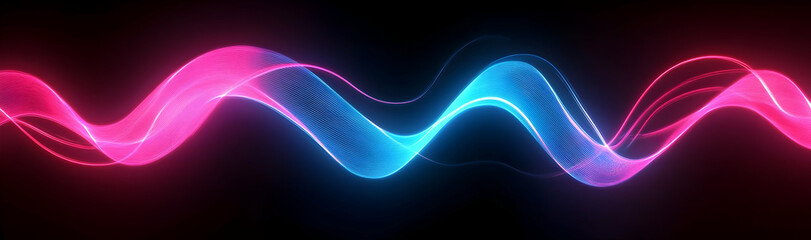 Sleek high-speed neon light trails in pink and blue symbolizing technology and connection AI Generated