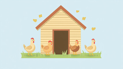 Fototapeta premium Chicken coop with hens