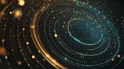 Obraz premium Abstract background with Colorful circle lines. Digital future technology . Abstract business connection of lines from nodes innovation of communication in the network.