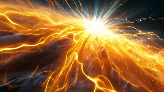 Radiant cosmic explosion unleashing fiery energy in space