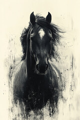 Obraz premium Majestic Black Horse Portrait Artistic Render