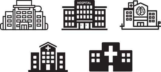 Hospital and medical health care Clinic Building icon silhouette vector illustration