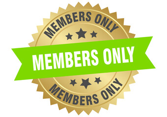 members only. members only round green and gold label isolated on transparent background