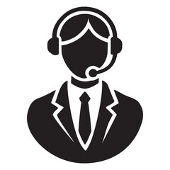 Professional Customer Support Agent Silhouette Icon