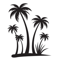 Lush Tropical Palm Grove Silhouette Vector Illustration