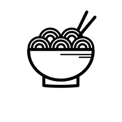 chinese noodle dish in bowl - vector icon