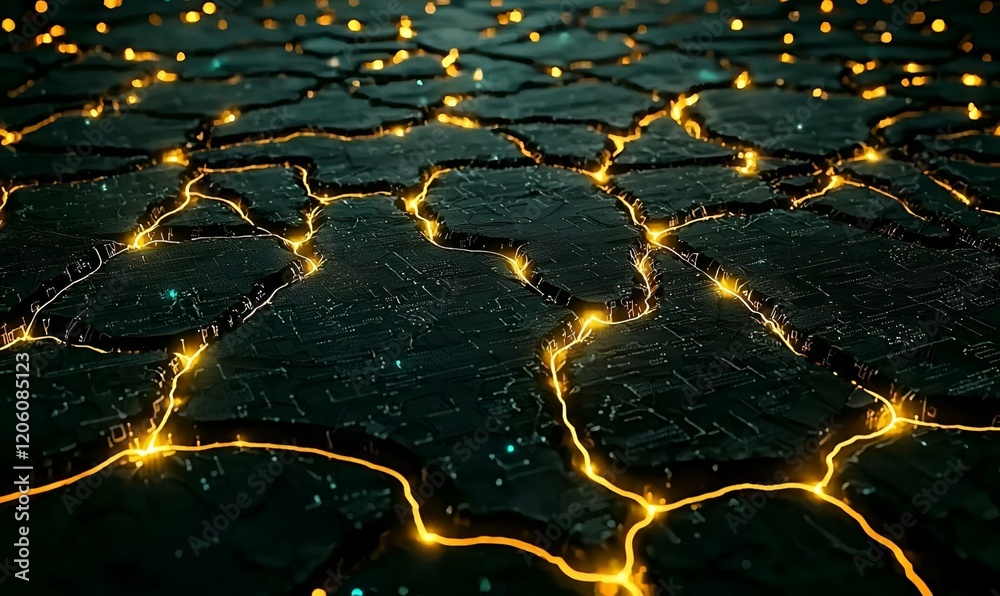 Poster futuristic network of data connections, vibrant digital landscape showcasing intricate nodes and pat