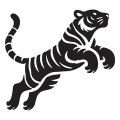 Leaping Tiger Silhouette Wild Animal Vector Graphic