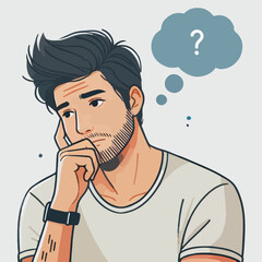 a boy is thinking vector