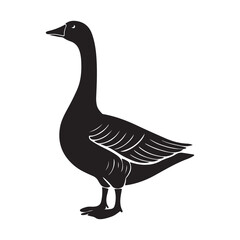Domestic Goose Silhouette Vector Illustration for Designs