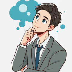 a boy is thinking vector