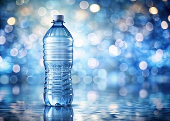Large Plastic Water Bottle with Bokeh Background - Stock Photo