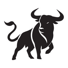 Powerful Silhouette Bull Illustration Vector Graphic