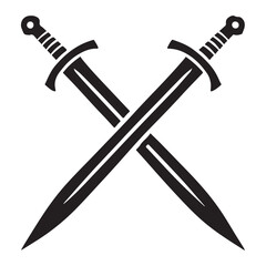Crossed Swords Silhouette Illustration Vector Graphic