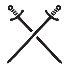 Crossed Swords Silhouette Vector Graphic
