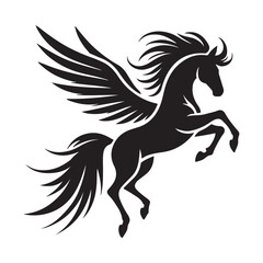 Flying Pegasus Silhouette Vector Illustration