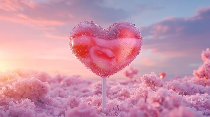 Fototapeta premium Lollipop heart shape composition background