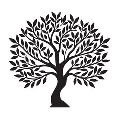 Obraz premium Silhouette Olive Tree Vector Illustration for Mediterranean Designs