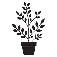 Indoor Plant Silhouette in a Pot Vector Illustration