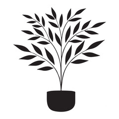 Simple Silhouette Illustration of a Potted Plant