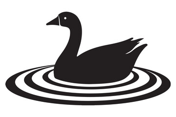 Serene Goose on Water Silhouette Vector Art