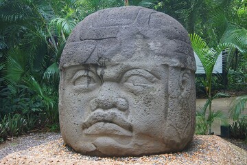 Olmec Colossal Head, La Venta Museum Park, Villahermosa, Tabasco, Mexico