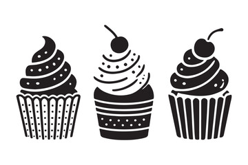 Charming Cupcake Silhouettes Vector Set