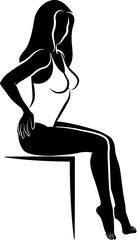Woman With Hands Placed On Her Hips - Vector Illustration