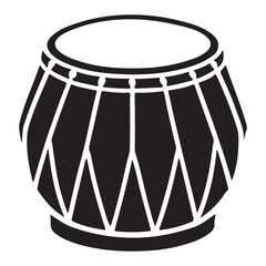 A Detailed Silhouette Illustration of a Traditional Dholak Drum