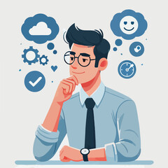 a boy is thinking vector