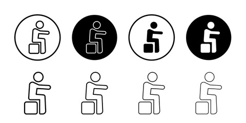 Sitting icon Thin line art isolated