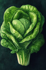 Obraz premium Dew Kissed Napa Cabbage A Vibrant Green Vegetable