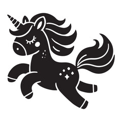 Playful Running Unicorn Silhouette Vector Art