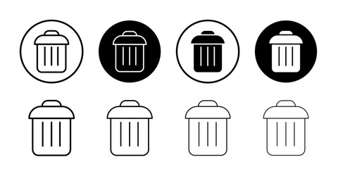 Trash icon Thin line art isolated
