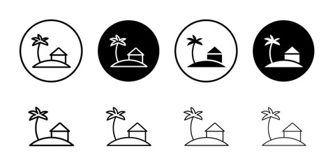 Tropical isle resort icon Thin line art isolated