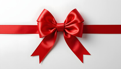 Fototapeta premium Red satin bow on ribbon
