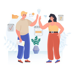 Business Idea Discussion Design Vector Illustration