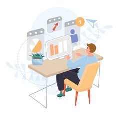 Work Website Flat Illustration Vector Design