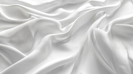 Obraz premium White silk fabric with drapery close-up. Background of luxurious smooth texture