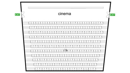 Cinema floor plan. Top view plan