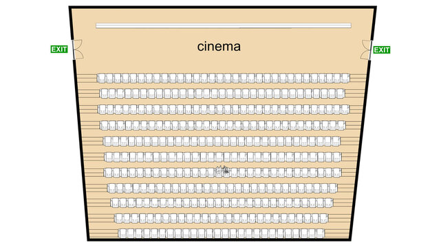 Cinema floor plan. Top view plan