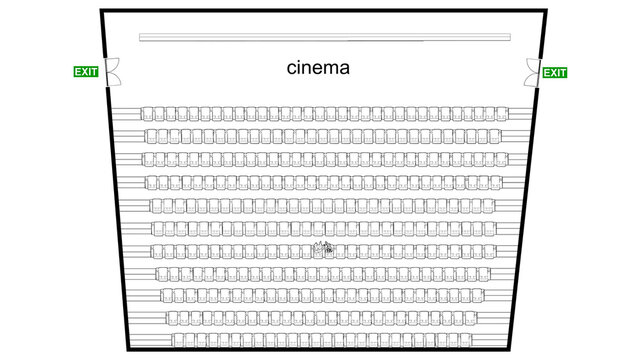 Cinema floor plan. Top view plan
