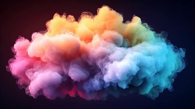 Multicolored smoke puff cloud design elements on a dark background. full frame. Background, smart phone wall paper.