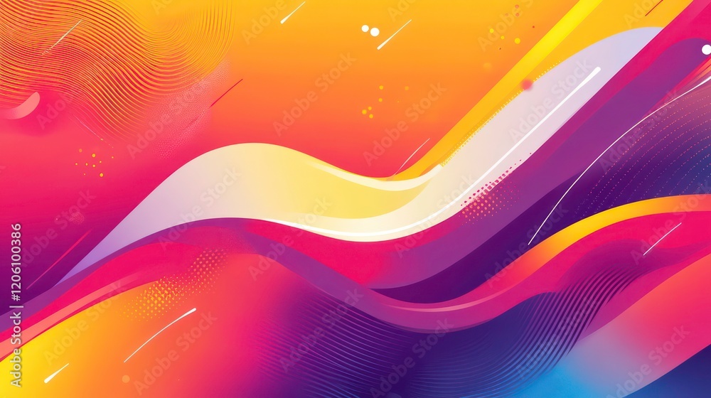 Poster Abstract vibrant wave background with flowing lines and bright colors.